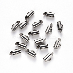 Tarnish Resistant 304 Stainless Steel Slide On End Clasp Tubes, Slider End Caps, 6x8x4mm, Hole: 3x1.5mm, Inner Diameter: 3mm(STAS-S115-01B-P)