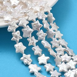 Natural Baroque Keshi Pearl Beads Strands, Cultured Freshwater Pearl, Star, Grade 7A, Seashell Color, 10~11x10~12x3~4mm, Hole: 0.6mm, about 37pcs/strand, 14.96''(38cm)(PEAR-P064-04A-03A)