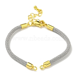 Nylon Cords Bracelet Makings Fit for Connector Charms, with Brass Findings and 304 Stainless Steel Lobster Claw Clasps, Long-Lasting Plated, Gainsboro, 6-1/2~6-3/4 inch(16.5~17cm), Hole: 1.8mm(AJEW-P116-02G-06)
