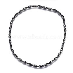 Magnetic Synthetic Hematite Beaded Necklaces, with Magnetic Clasps, 20.2 inch(51.5cm)(NJEW-P190-13O)