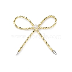 Alloy & Glass Bowknot Chandelier Component Links, Platinum, Light Khaki, 71x66.5x8mm, Hole: 1x1.5mm(PALLOY-D360-01A)