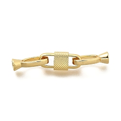 Rectangle Rack Plating Brass Fold Over Clasps, Long-lasting Plated, Lead Free & Cadmium Free, Real 18K Gold Plated, 34mm, Hole: 3mm(KK-S508-12G)