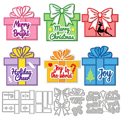 Christmas Theme Carbon Steel Cutting Dies Stencils, for DIY Scrapbooking, Photo Album, Decorative Embossing Paper Card, Stainless Steel Color, Gift Box Pattern, 99~159x79~127x0.8mm, 5pcs/set(DIY-WH0309-1215)