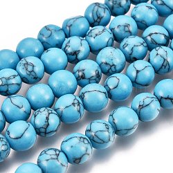 Synthetic Turquoise Beads Strands, Round, Dyed, Dark Turquoise, 10mm, Hole: 1mm, about 39pcs/strand, 15.5 inch(Z0NDC014-1)