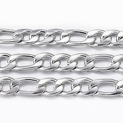 3.28 Feet 304 Stainless Steel Figaro Chains, Unwelded, Stainless Steel Color, 5.5~7x4x1mm(X-CHS-H009-13P)