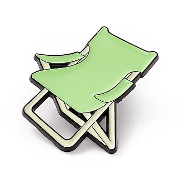 Outdoor Camping Tool Theme Enamel Pin, Electrophoresis Black Plated Alloy Badge for Backpack Clothes, Chair Pattern, 29.5x27x1.5mm