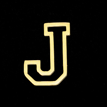 Vacuum Plating 201 Stainless Steel Charms, Laser Cut, Letter, No Hole, Letter.J, 12x9x1mm