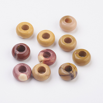 Natural Mookaite European Beads, Large Hole Beads, Rondelle, 12x6mm, Hole: 5mm