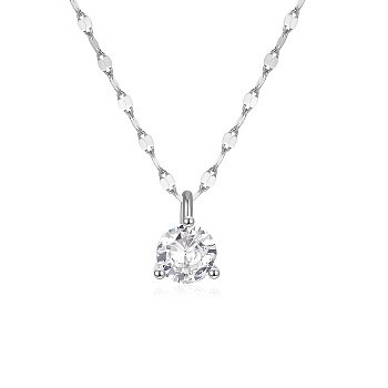 Luxurious Elegant 925 Sterling Silver Cubic Zirconia Pendant Necklaces, Silver, 15.75 inch(40cm)