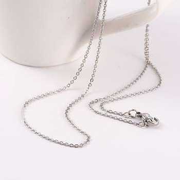 Tarnish Resistant 304 Stainless Steel Cable Chain Necklaces, with Lobster Claw Clasps, Stainless Steel Color, 16 inch(40.6cm)