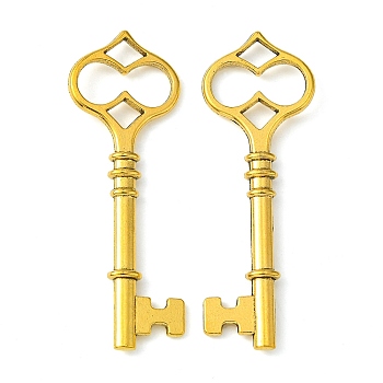 Tibetan Style Alloy Big Pendants, Skeleton Key, Cadmium Free & Lead Free, Antique Golden, 60x21x3mm, Hole: 4x5mm
