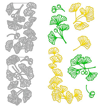 Carbon Steel Cutting Dies Stencils, for DIY Scrapbooking, Photo Album, Decorative Embossing Paper Card, Stainless Steel Color, Ginkgo Leaf Pattern, 156~159x86~98x0.8mm, 2pcs/set