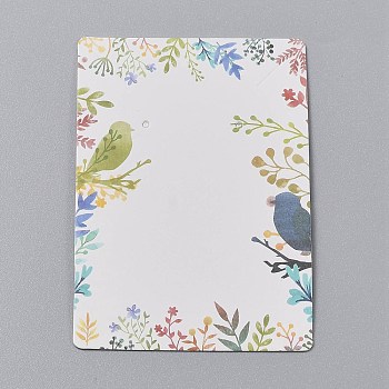 Cardboard Jewelry Display Cards, for Hanging Earring & Necklace Display, Rectangle, Colorful, Bird Pattern, 9x6x0.05cm, Hole: 0.2cm
