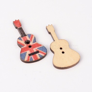 2-Hole Guitar Printed Wooden Sewing Buttons(BUTT-M011-77)-2