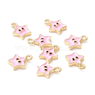 Real 18K Gold Plated Pink Star Brass+Enamel Charms