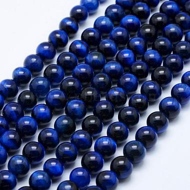 8mm Blue Round Tiger Eye Beads