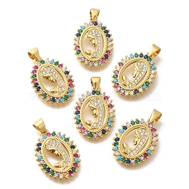 Real 18K Gold Plated Clear Oval Brass+Cubic Zirconia Pendants