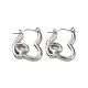 Non-Tarnish Valentine's Day 304 Stainless Steel Double Heart Hoop Earrings for Women(EJEW-G326-06P)-1