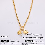 Ocean 304 Stainless Steel & Faux Pearl Pendant Necklaces, Real 18K Gold Plated, White, Sun, 15.75 inch(40cm), pendant: 18.7mm(FS-WG3F40F-02)