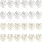 24Pcs 2 Colors Brass Pendants, Tropical Leaf Charms, Etched Metal Embellishments, Long-Lasting Plated, Monstera Leaf, Platinum & Light Gold, 29.5x25x0.3mm, Hole: 1.2mm, 12pcs/color(KK-OC0001-24)