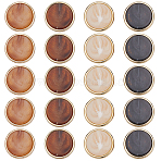 20Pcs 4 Colors 1-Hole Zinc Alloy Resin Buttons, Flat Round, Mixed Color, 15mm, 5pcs/color(BUTT-AR0001-28)