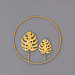 Iron Art Wall Hanging Decorations, Ring with Monstera Leaf, Golden, 9-1/2 inch(24cm)(DIY-WH0214-35)