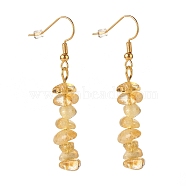 Natural Citrine Chip Beaded Dangle Earrings, Gemstone Drop Earrings for Women, Brass Jewelry, Golden, 50~54x7~11.5x5~8mm, Pin: 0.7mm(EJEW-JE04788-10)