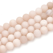 Natural White Jade Beads Strands, Frosted, Dyed, Imitation Sunstone, Round, 8mm, Hole: 1mm, about 47pcs/strand, 15.5 inch(X-G-T106-251-1)