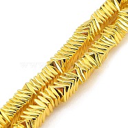 Electroplated Synthetic Non-Magnetic Hematite Beads Strands, Square, Golden Plated, 4x4x1.3mm, Hole: 1mm, about 310~315pcs/strand, 15.94~16.02''(40.5~40.7cm)(G-E606-A01-G)