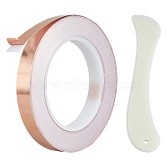 Copper Foil Tapes with Adhesive Back, with Conductive Adhesive Single-guided Copper Tapes, Shielding Tapes, Heat-resistant, with 1Pc ABS Plastic Letter Opener Knife Tools, PeachPuff, 15x0.2mm, about 32.81 Yards(30m)/roll(TOOL-DC0001-10A)