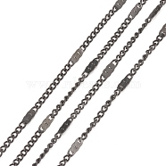 304 Stainless Steel Figaro Chains, with Spool, Soldered, Electrophoresis Black, Link: 2~5.2x1.4x0.9mm, about 32.8 Feet(10m)/roll(CHS-N002-03EB)