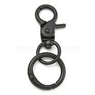 Spray Painted Alloy Split Key Rings, Keychain Clasp Findings, Black, 64.5mm(FIND-B044-01A)