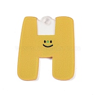 Acrylic Pendants, Letter with Smiley Face , Letter H, 29~38x21.5~34.5x2.3mm, Hole: 3mm(MACR-R002-01H)