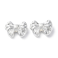 Alloy Beads, Long-Lasting Plated, Bowknot, Silver, 9.5x13x4.5mm, Hole: 1.4mm(PALLOY-F309-03S)
