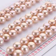Natural Cultured Freshwater Pearl Beads, Grade 3A, Half Drilled, Rondelle, Dyed, Lavender Blush, 8x5mm, Hole: 0.8mm, about 66pcs/board(PEAR-P056-058)