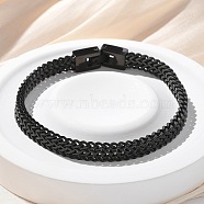 Brass Wheat Chain Bracelets for Women Men, Black, 8 inch(20.2cm)(KK-P292-22EB)