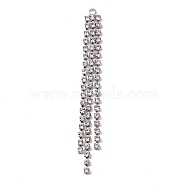 3 Rows Brass Crystal Rhinestone Cup Chain Big Pendants, Tassel Pendants, Platinum, 66.5x6x2mm, Hole: 2mm(KK-A167-04P)