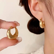 Brass Hoop Earrings, Real 22K Gold Plated, 18x10mm(EJEW-Q391-23G)