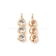Brass Pave Clear Cubic Zirconia Charms, Real 18K Gold Plated, 12.5x3.5x2.5mm, Hole: 1mm(KK-O144-32G)