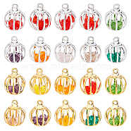 ARRICRAFT 20Pcs 2 Style Iron Lantern Charms, with Plastic Rhinestone inside, Mixed Color, Golden & Silver, 14x11mm, Hole: 1.4mm, 10pcs/style(IFIN-AR0001-19)