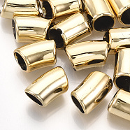 UV Plating ABS Plastic Beads, Curved, Tube, Golden Plated, 15x9.5x9mm, Hole: 7mm(CCB-S162-24G)