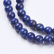 Natural Lapis Lazuli(Filled Color Glue) Beads Strands, Grade AA, Round, 6mm, Hole: 0.5mm, about 66pcs/strand, 15.3 inch(X-G-K269-02-6mm)