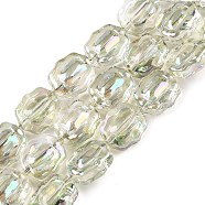 Electroplate Glass Beads Strands, Flower, Pale Goldenrod, 12x10x6~6.5mm, Hole: 1mm, about 55pcs/strand, 26.93''(68.4cm)(EGLA-T021-05D)