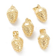 Brass Pendants, Long-Lasting Plated, Pine Cone, Real 18K Gold Plated, 14.5x8.4mm, Hole: 5x3.3mm(ZIRC-J038-01F)