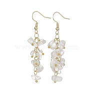 Natural Cloudy Quartz Chips Dangle Earrings, Golden 304 Stainless Steel Cluster Earrings, 58~60x12~16mm(EJEW-JE05266-08)