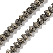 Electroplated Natural Lava Rock Beads Strands, Rondelle, Saucer Beads, Gray Plated, 6x4mm, Hole: 1mm, about 94pcs/strand, 15.94''(40.5cm)(G-A234-F02-01H)