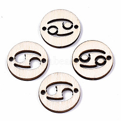 Unfinished Natural Poplar Wood Links Connectors, Laser Cut, Flat Round with Constellation, Cancer, 19.5x2.5mm, Hole: 2mm(WOOD-S045-139A-03)