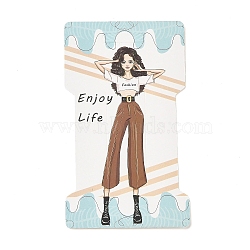 Rectangle Girl Print Paper Hair Clip Display Cards, Jewelry Display Cards for Hair Clip Storage, Camel, 11.5x6.6x0.05cm, Hole: 24x8.5mm(CDIS-M007-03A)