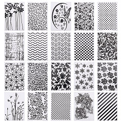 20Pcs 20 Styles Plastic Embossing Folder, DIY Scrapbooking, Photo Album Card Template, Mixed Shapes, Black, 146~295x100~105x2~3mm, 1pc/style(AJEW-GL0002-18)