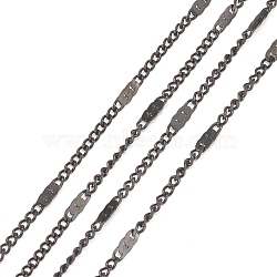 304 Stainless Steel Figaro Chains, with Spool, Soldered, Electrophoresis Black, Link: 2~5.2x1.4x0.9mm, about 32.8 Feet(10m)/roll(CHS-N002-03EB)